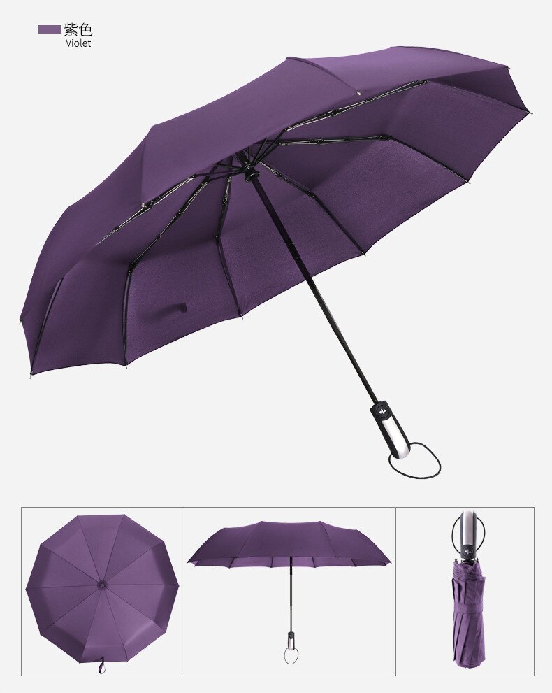Wind Resistant Folding Automatic Umbrella Rain Two Individuals Use Luxury To Increase The umbrella Men Black Coating 10K Parasol
