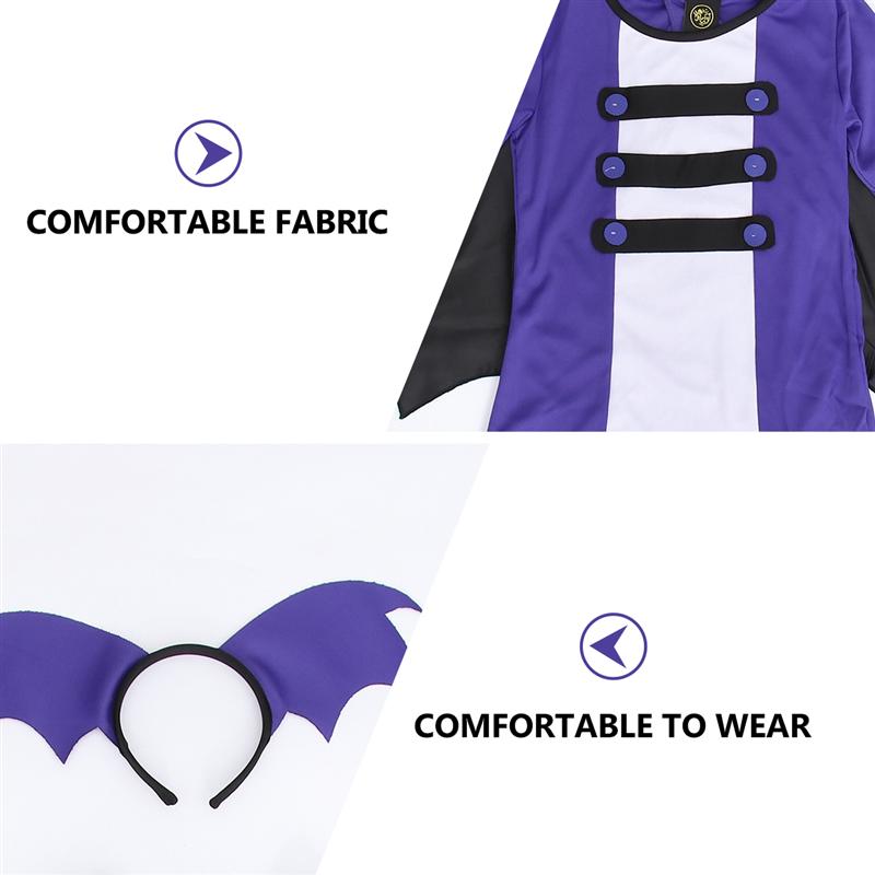 Barn flickor halloween fladdermus kostym klänning med cape huvudbonad cosplay kläder