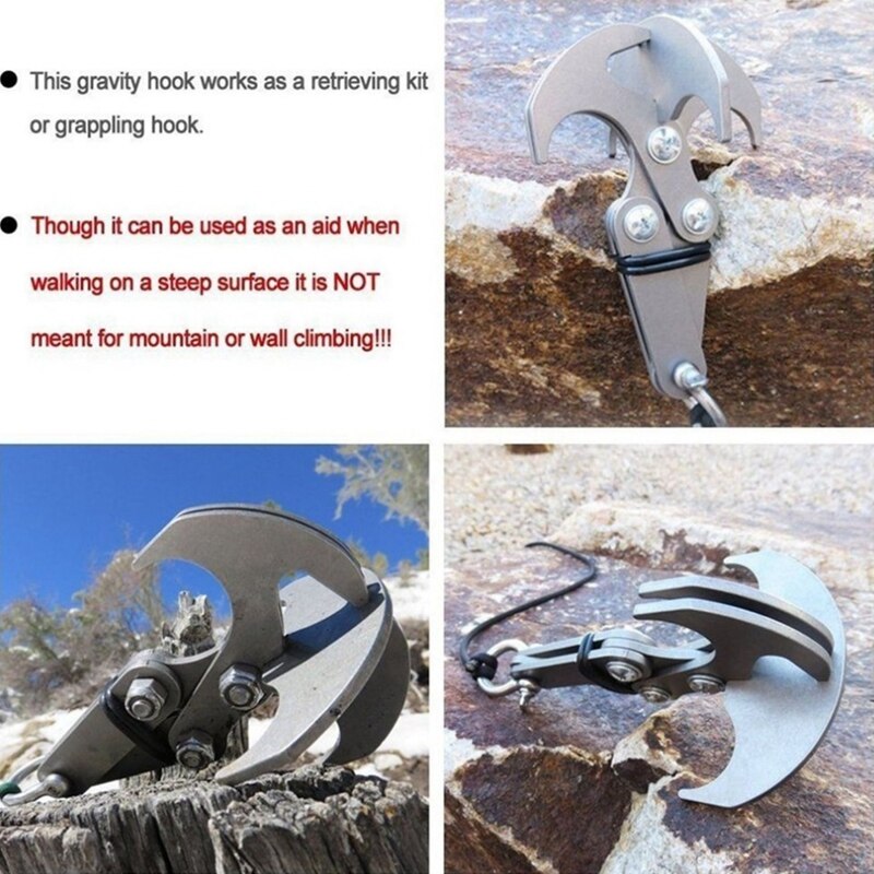 Folding Climbing Gravity Hook Outdoor Rock Climbing Rescue Claw Portable Stainless Steel Folding Flying Tiger Claw Hook Camp