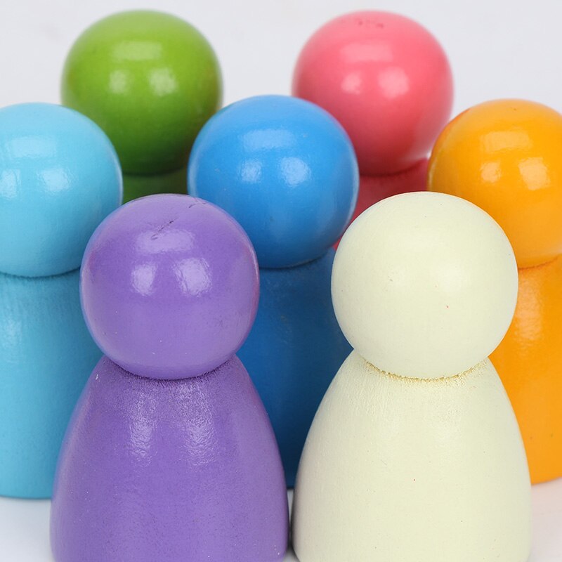15 teile/satz Kinder Holz Regenbogen Blöcke Regenbogen Holz Kugeln Puppen für Kinder Montessori Pädagogisches Spielzeug