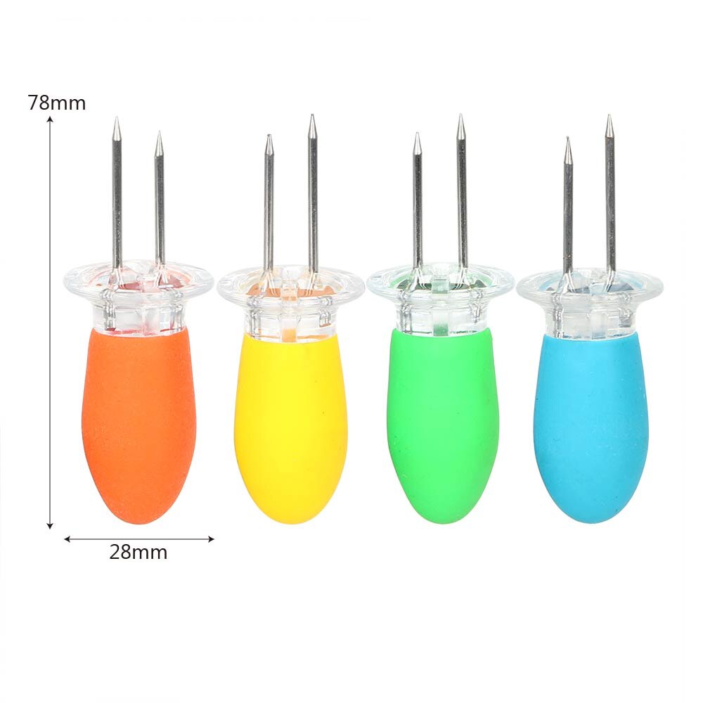 2 unids/set de pinzas gemelas para barbacoa pinchos aguja herramientas de barbacoa de acero inoxidable maíz Cob soporte de tenedor BBQ soportes para maíz