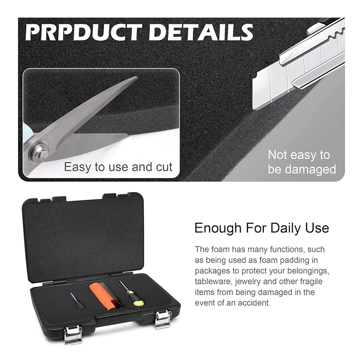 2Pack Polyurethane Foam Sheet- 16 x 12 x 2 Inch Foam Inserts for Cases- Packing Foam Pads for Toolbox Camera Storage