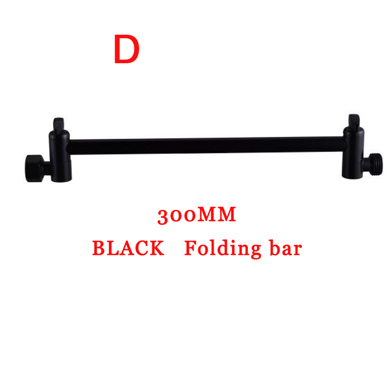 Brazo de ducha redondo y cuadrado negro, soporte de ducha de montaje en pared y techo de varios estilos, extensión plegable de latón, brazo telescópico roscado G1/2: 300 Folding arm