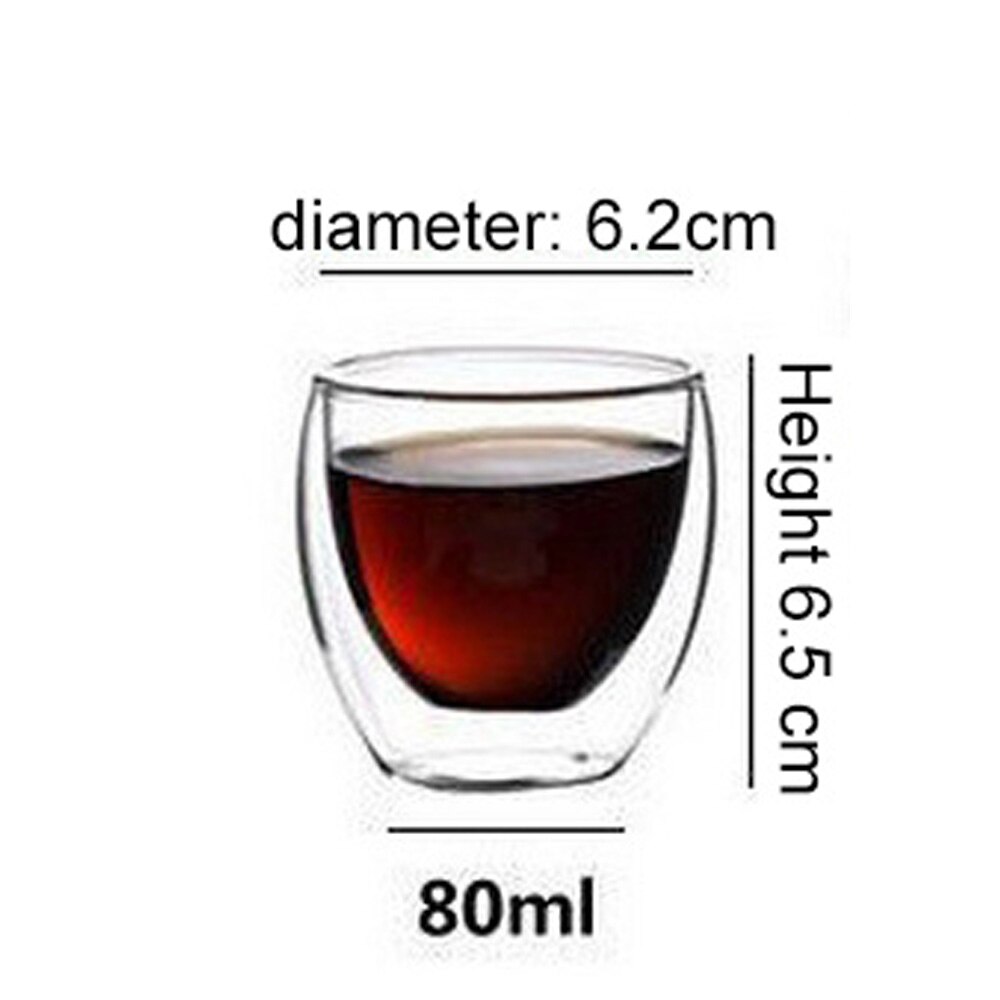 Coffee Cup 80ml/250ml/350ml/450ml ​Shot Glass Tea Drink Health Regimen Double Layer Egg Line ​Coffee Cup Heat Resistant Mug: 80ml