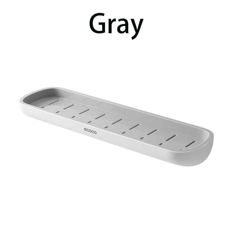 Ecoco Wall Mounted Bathroom Shelf Wall Free Punching Storage Shelves Shampoo Towel Rack Bathroom Accessories Kitchen Organizer: Gray ecoco
