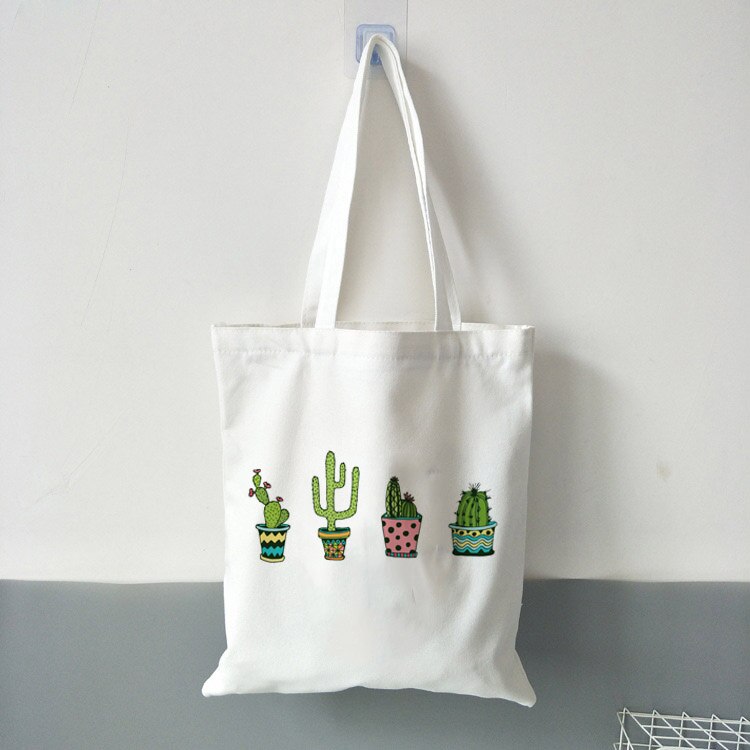 Cactus plante sac fourre-tout dames toile sacs à provisions sac de voyage sac à main graphique mignon pliable fourre-tout grande capacité: B0318-TBWH-M