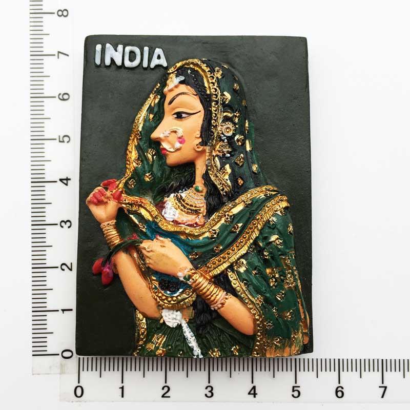 India Travel Souvenir Fridge Magnets Resin Delhi Stupa Taj Mahal Saree Magnetic Refrigerator Stickers Souvenir Crafts