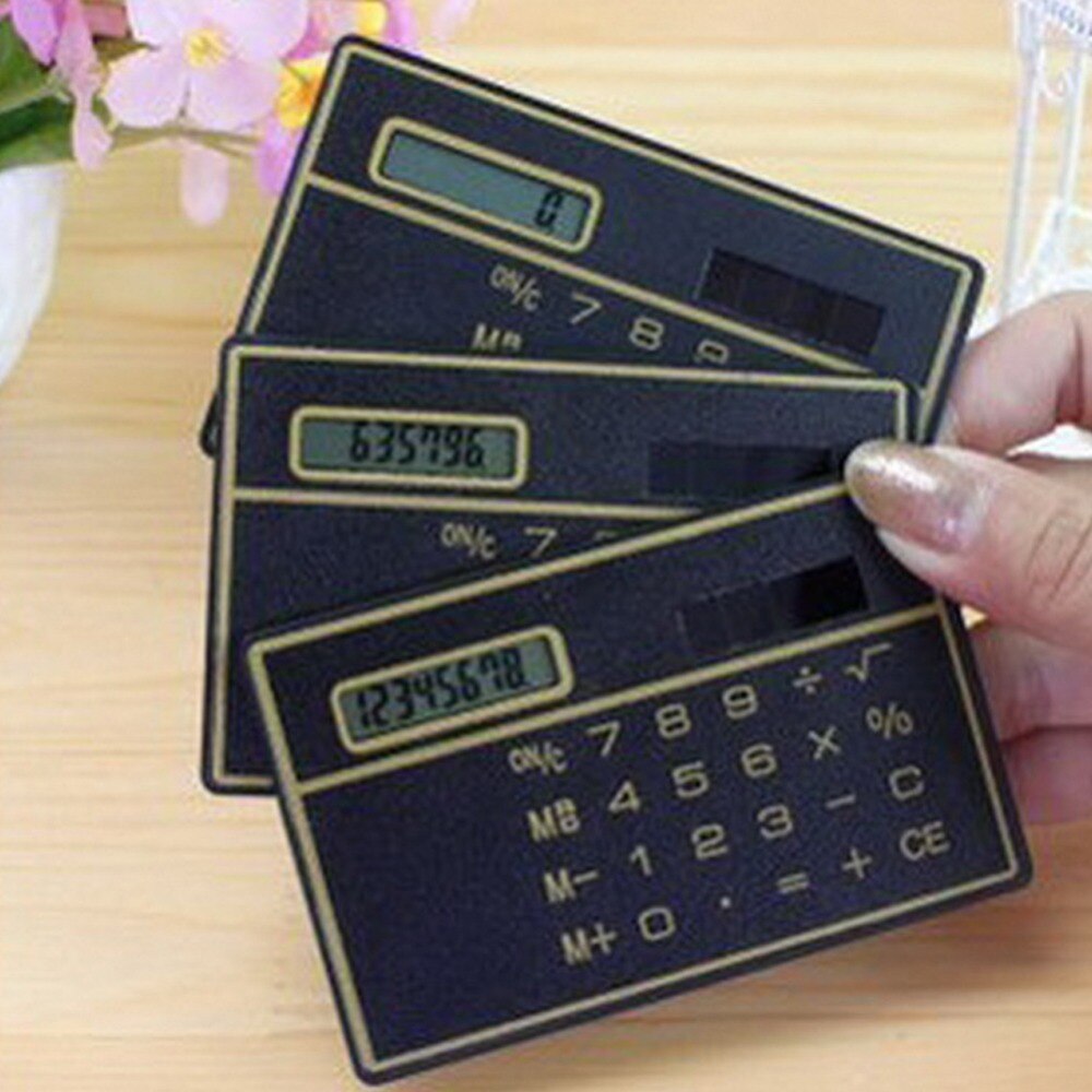 Portable Solar Powered Digit Calculator Ultra Slim Credit Card Cheap Durable Solar Power Pocket Calculator Small Travel Compact