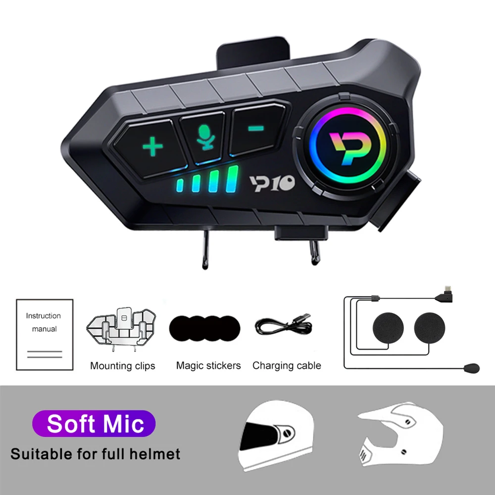 Casque de moto Bluetooth sans fil, étanche IPX6, réduction du bruit, écouteurs AE, longue durée de veille, mains libres: Rouge