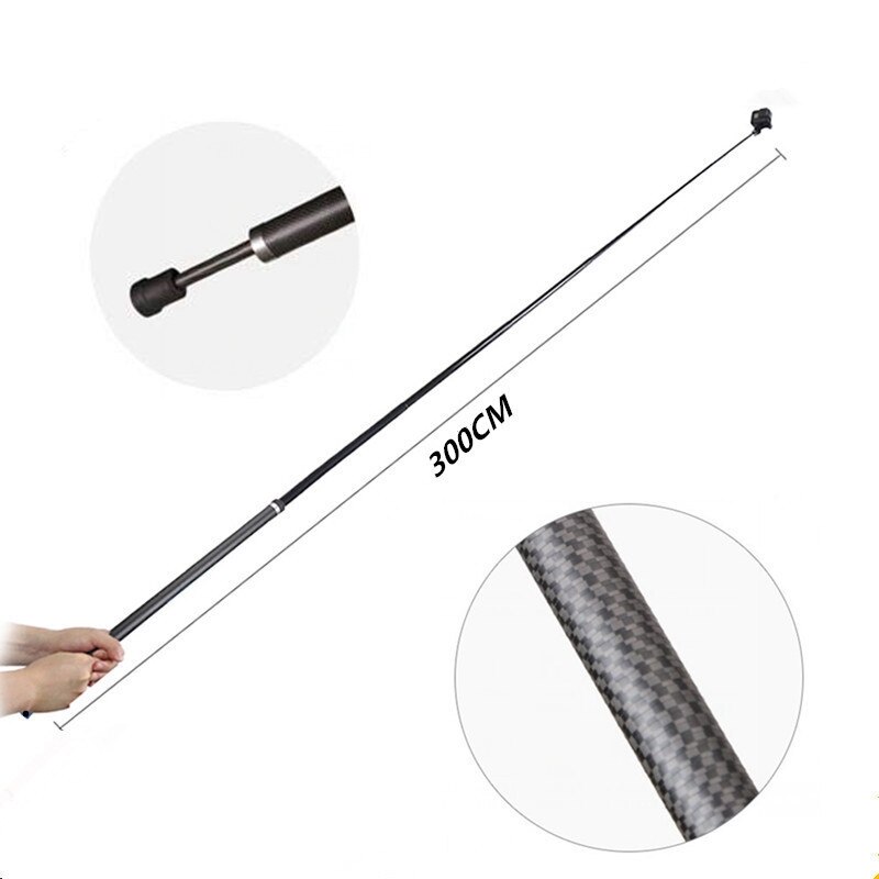 Forlængelsesstang pole edition usynlig ultra-lang kulfiber selfie stick til gopro / insta 360 en x tilbehør 3m