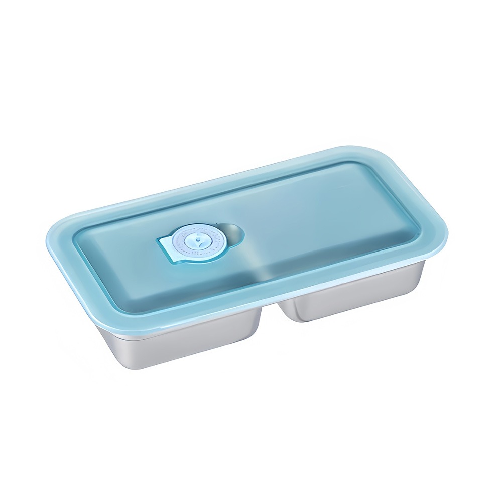 Genanvendelige snackbeholdere i rustfrit stål, skoldningsfri, friskhedsbevarende krydderiboks med låg, enkelt/dobbelt rum: Lysegul