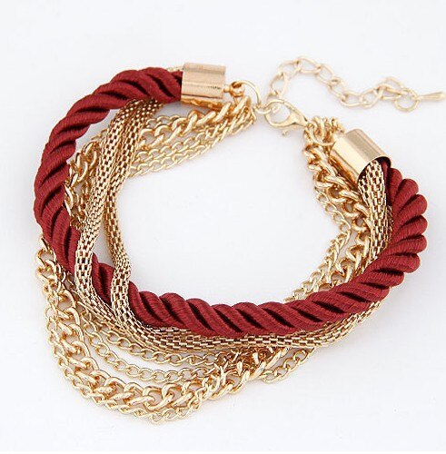 metal knitted mixed women multi-layer luxury bracelet multicolor 5 pcs