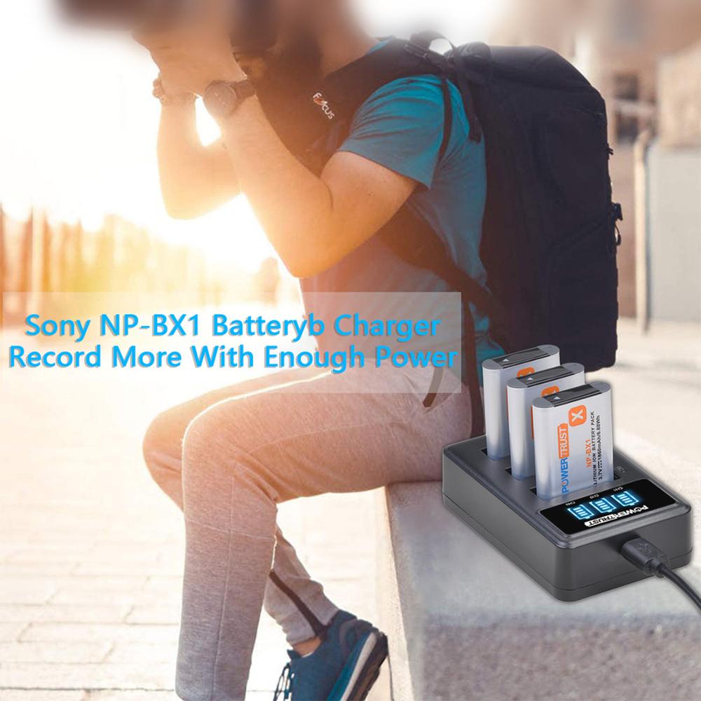 Powertrust NP-BX1 1860 Mah NP-BX1 Batterij En Led 3Slots Lader Voor Sony NP-BX1 HDR-AS200V HDR-AS30 HDR-AS300 HDR-AS50 HDR-CX240
