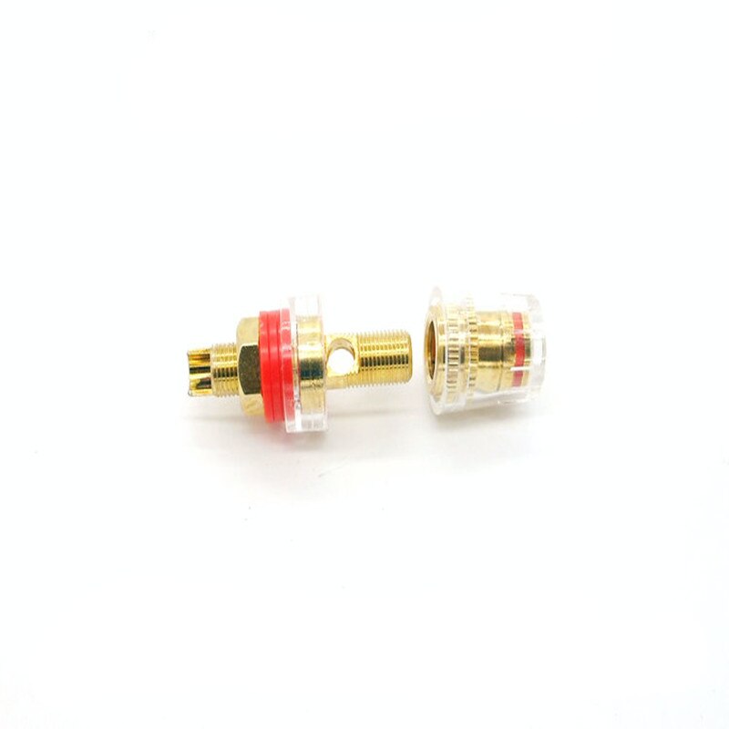 2pcs M8 gold-plated copper banana connector 4mm threaded medium amplifier speaker spade terminal binding post banana plug socket