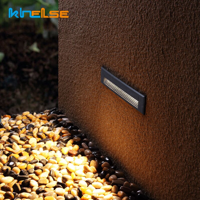 Waterproof Outdoor Embedded LED Stair Lights Rectangle Recessed Buried Step Lamps IP65 Wall Mounted Spotlights Corridor 85-265V