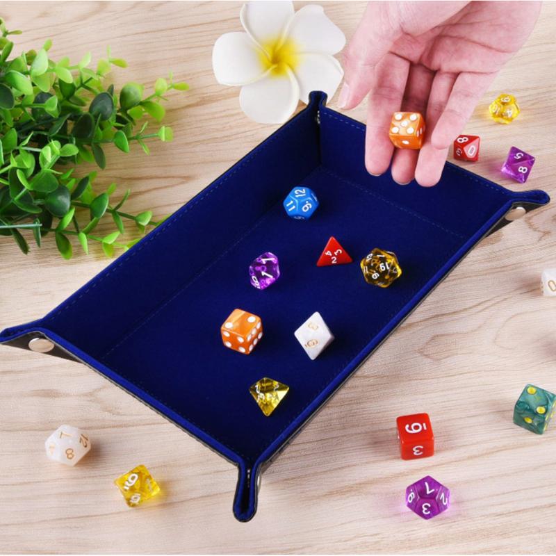 Doppelseitige Dice Tray PU Leder Klapp Rechteck Tablett Samt Würfel Halter Für RPG, DND, schach Andere Tabelle Spiele Und Lagerung