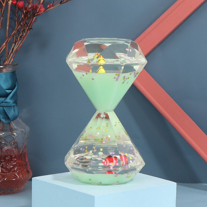 De Diamantes reloj de arena temporizador de descompresión fuga de aceite de cristal gota de aceite acrílico artesanía: GN