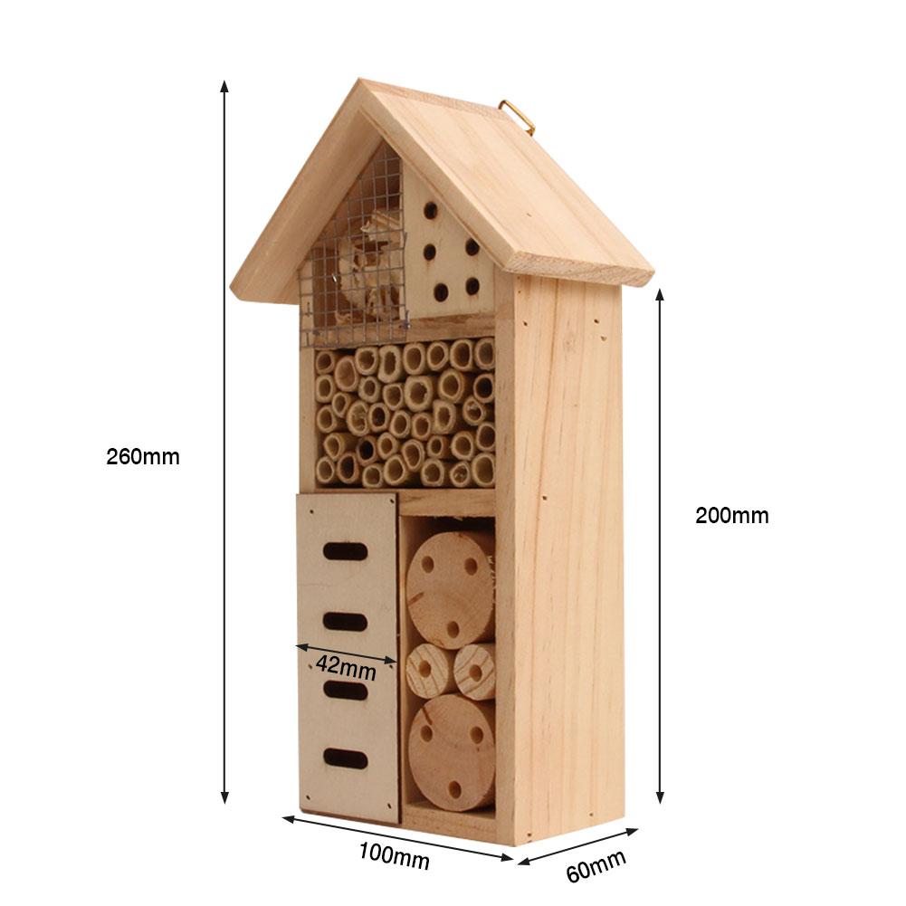 Durable Insect Bee House Honey Tools Wooden Insect Bee House Wood Bug Room Hotel Shelter Garden Decoration Nests Box Bee House