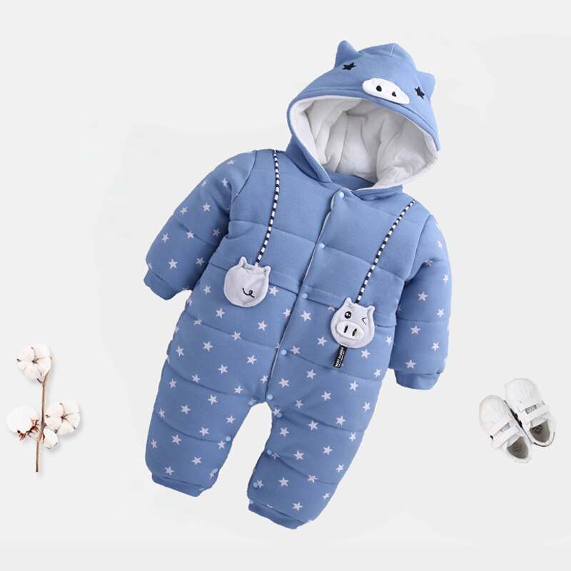 Inverno recém-nascido snowsuit bebê menino grosso algodão quente macacão bebês bonito com capuz macacão geral roupas da menina da criança casaco roupas