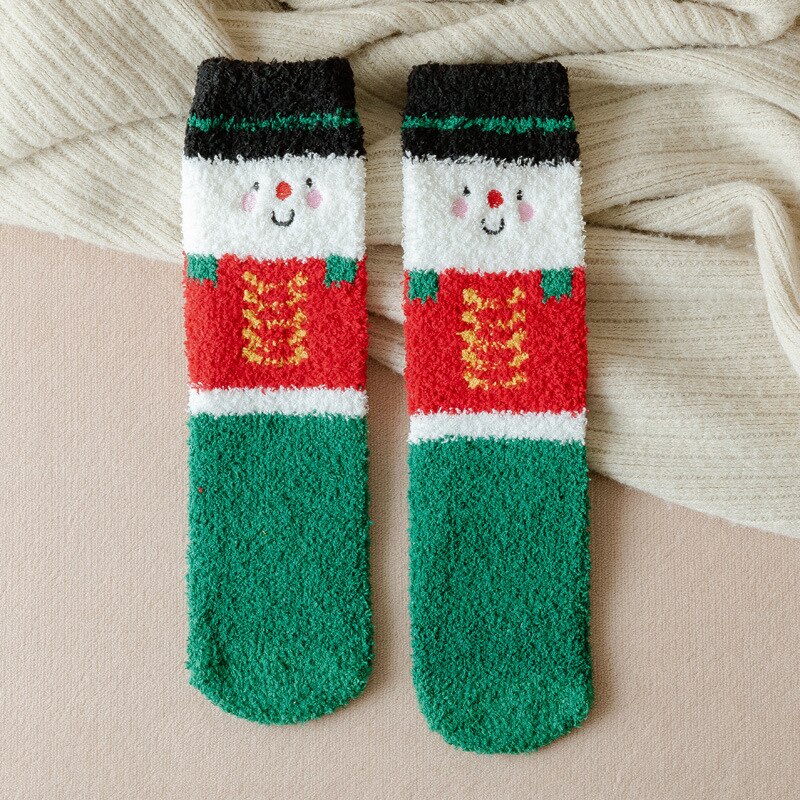 Winter thick warm ladies warm socks kawaii Christmas cartoon cow duck cat socks printing funny women year socks: 9