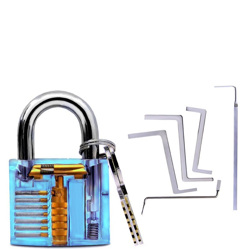 Locksmith Tool Transparent Visible Plunge Practice Padlock Lock with Broken Key Delete Hook Lock Extract Settings: 13.801