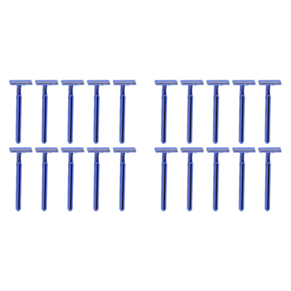 2-- lagers blad bärbar manuell rakhyvel engångsrakblad i rostfritt stål kroppsskäggtrimmer för bad, hotellresor: Vit