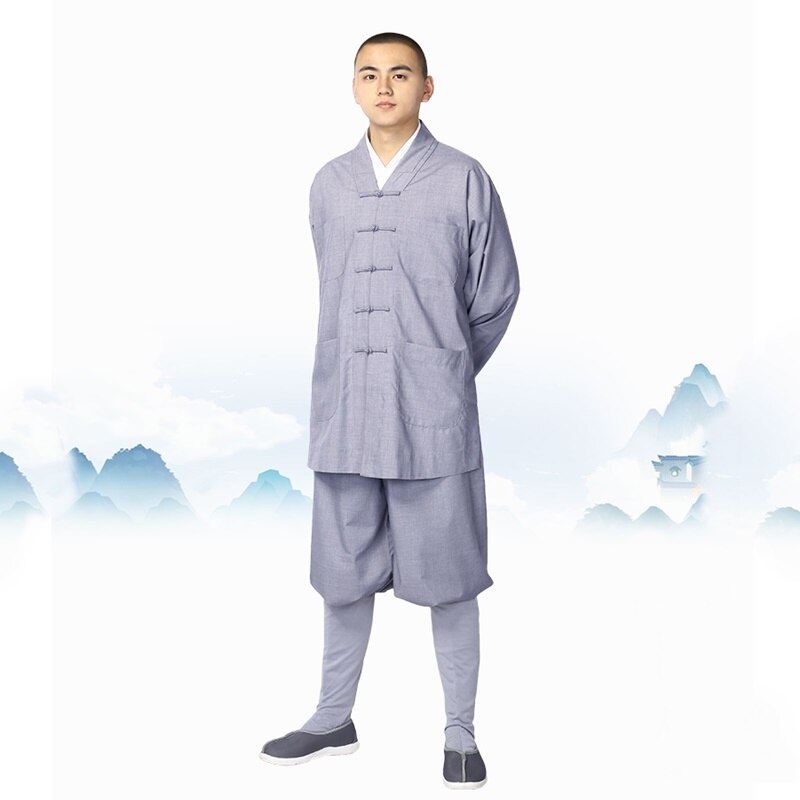 Buddhist monk robes clothing costume male shaolin monk meditation clothes mala shaolin monk robes clothing TA525