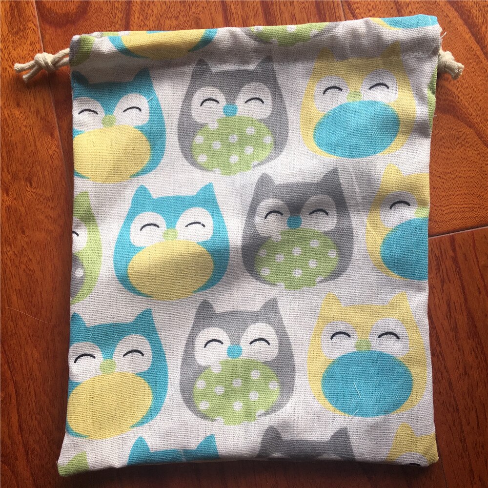 Cotton Linen Drawstring Eco Multi-purpose Bag Sorted Bag Party Bag Colorful Owls YL24C