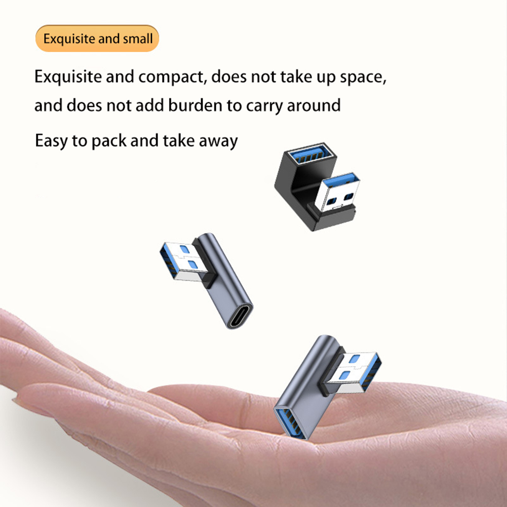 NNBILI 3A Typ C Kolanko USB 3.1 Adapter kabla do ładowania danych Konwerter dla Androida Adapter OTG 90/180 stopni Szybkie ładowanie 10 Gb/s