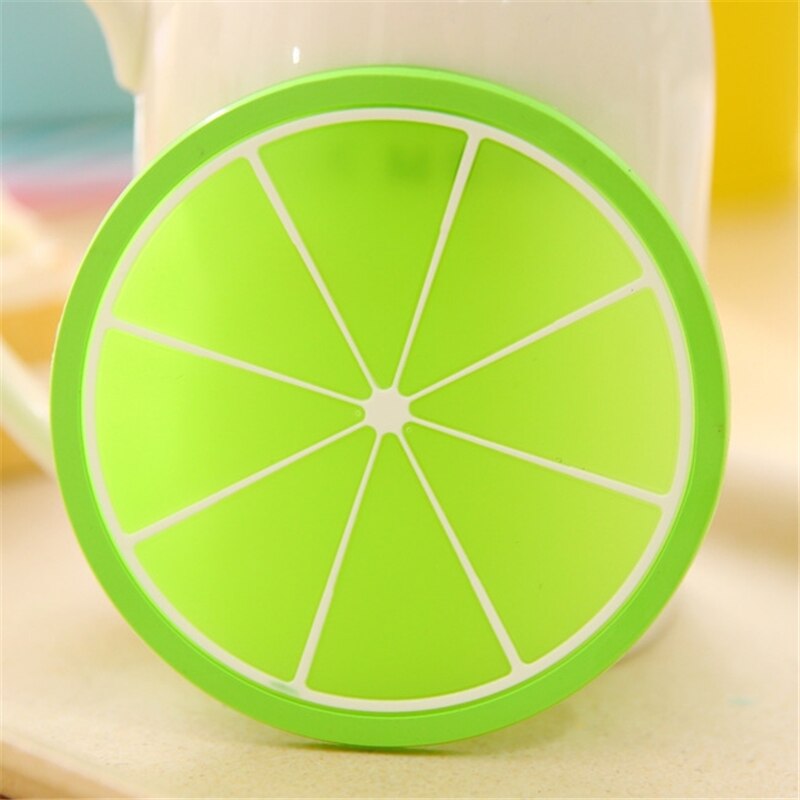 Fruit Shape Coaster Cup Pads Silicone Insulation Mat Drink Holder Watermelon Kiwi Fruit Lime Mango Orange Carambola: Style 5
