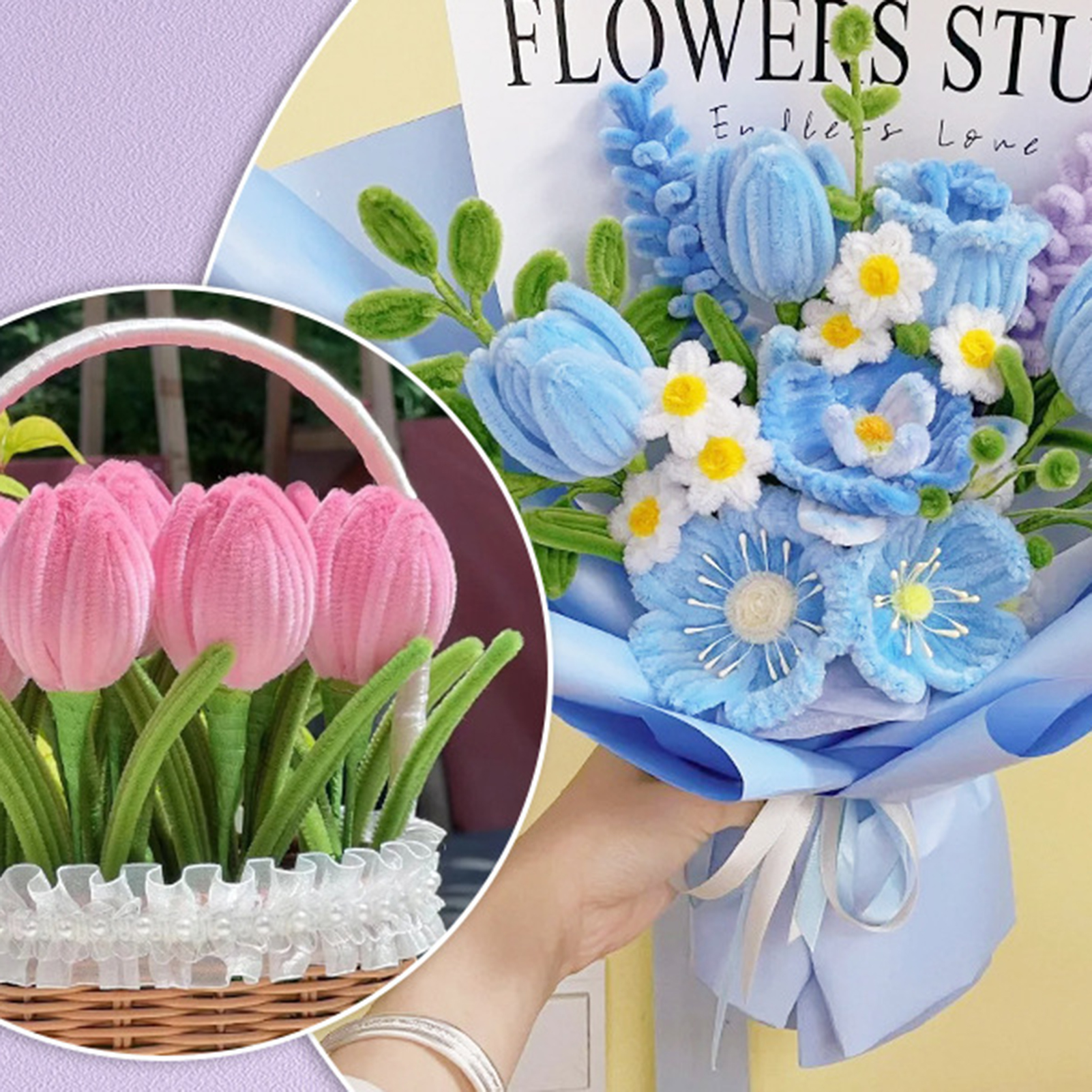 Kit de manualidades de flores hechas a mano para decoración del hogar, flores de simulación con tallos de alambre doblado para centros de mesa de boda y