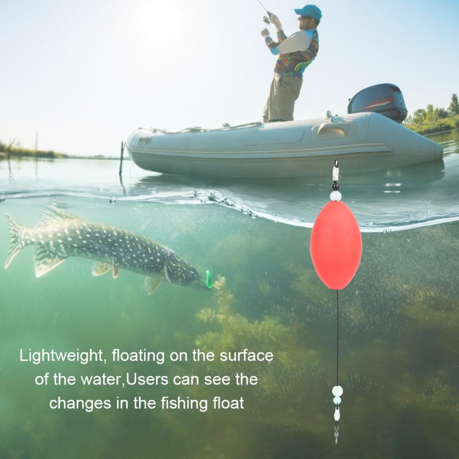 1Pc Fishing Float EPS Sea Float Red Oval Appearance with Steel Wire Sea Fishing Float Carp Fishing Tackle Accessory