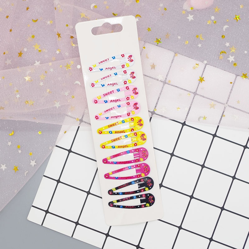 Baby Meisje Haarspeld Hoofddeksels 10Pcs Leuke Cartoon Printing Mini Peuter Kinderen Kids Hair Clips Pins Barrette Mooie Hairgrip