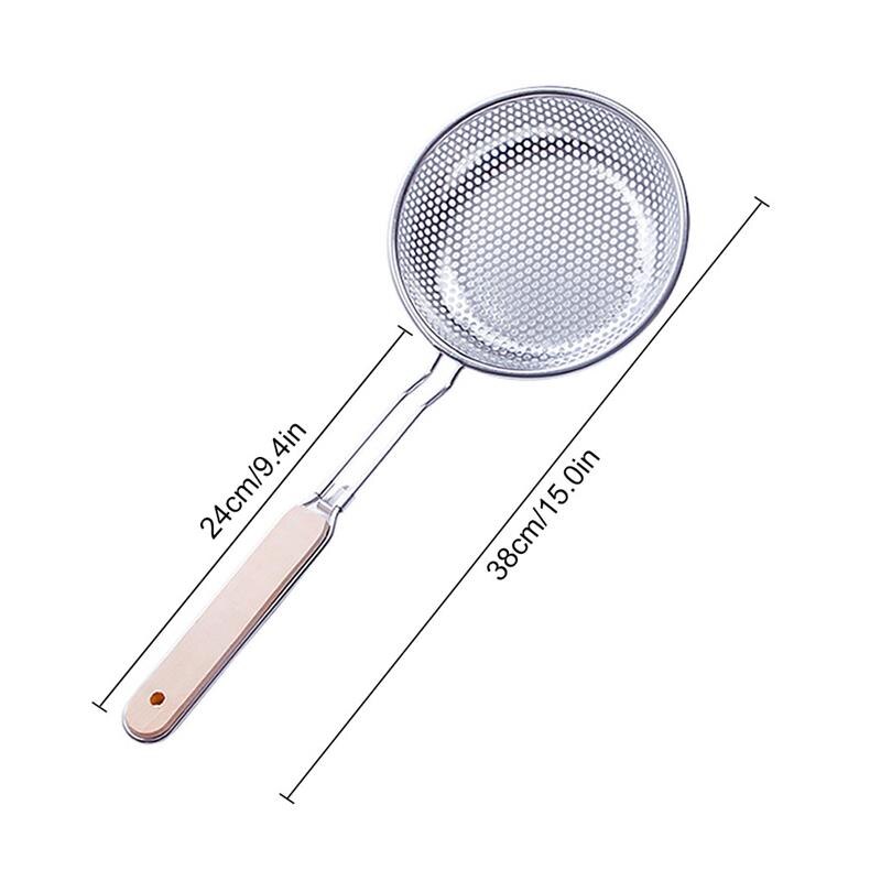 Vergiet Zeef Noodle Koken Spatel Pasta Olie Lepel Zeef Keuken Tool Houten Handvat Rvs Milieuvriendelijke: 1