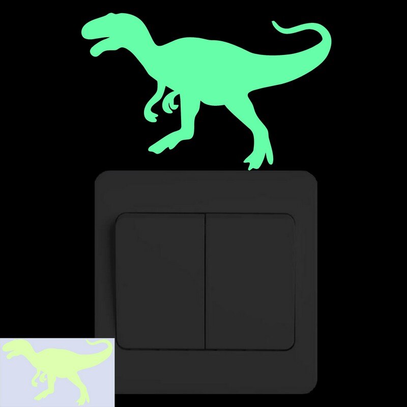Glöd i mörkret dinosaurie väggdekaler barnrum ljusbrytare klistermärke barn sovrum självlysande klistermärke baby heminredning dekaler: Yg