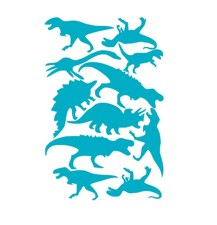 Cartoon Removable Jurassic Park Dinosaur Animal Shape Wall Stickers For Kids Rooms Nursery Art Mural Decor DIY Vinyl Wall Decals: Light Blue