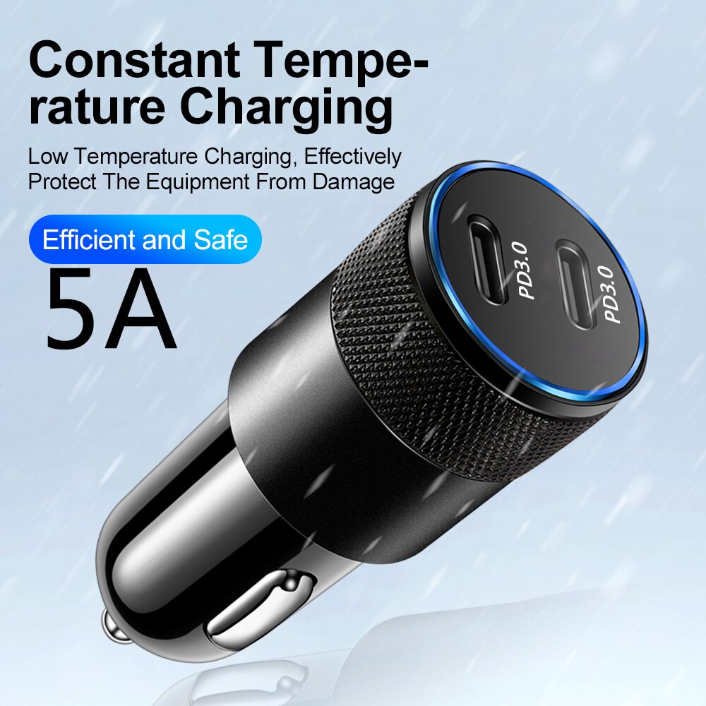 60W Qc 3.0 Usb C Autolader Dual Pd Quick Charge Snelle Oplader Voor Auto Telefoon Opladen Adapter Voor iphone Xiaomi Mi 9 Redmi