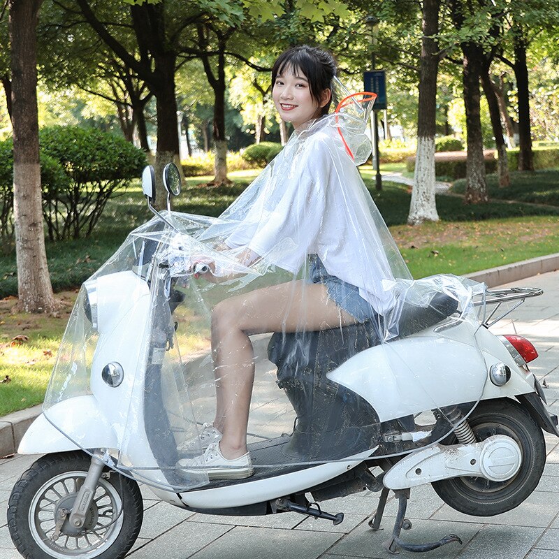 Bicycle Raincoat Transparent Women Single-person Rain Gear Adult Riding Battery Bike Double Hood Poncho: Default Title
