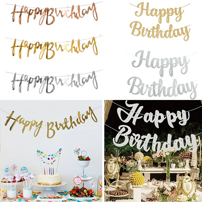 Pancarta de feliz cumpleaños, decoración para de boda, guirnalda colgante para Baby Shower, suministros para de cumpleaños de 1er cumpleaños para niño y niña
