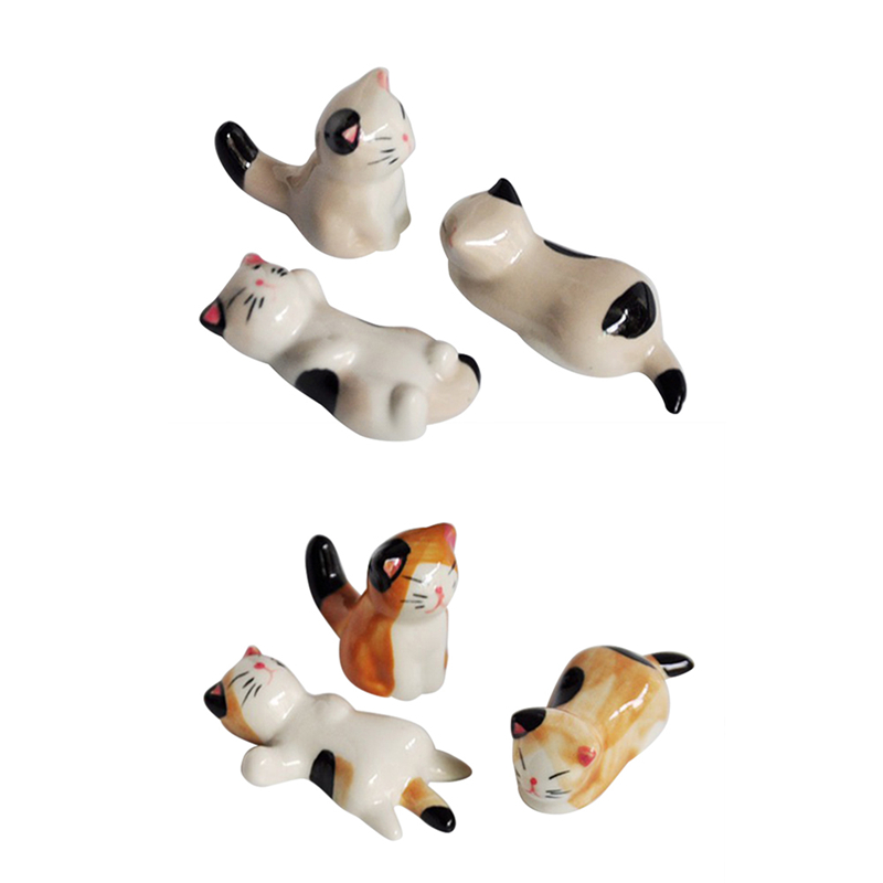 3 st/set japansk stil keramiska ätpinnar hållare ställ söt katt ätpinnar rack kudde kök konst hantverk servis  p20