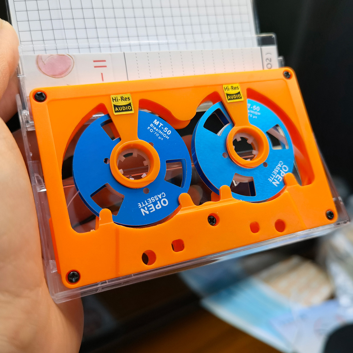 Audio Cassette Reel to Reel Tape Cassette 50 Minute Blank Tape Double Sided Metal Reel Hollow Case Self-made: black