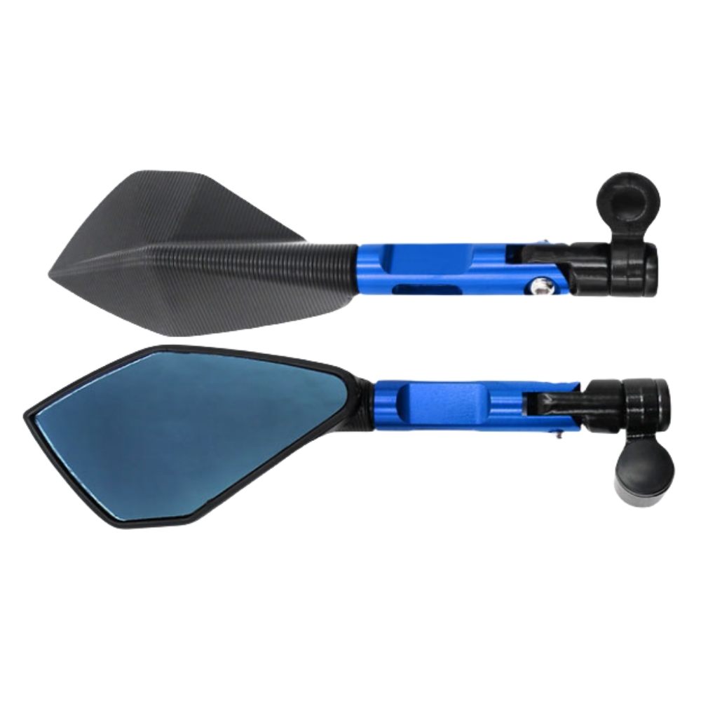 Espelho retrovisor cnc modificado para motocicleta, espelho retrovisor para carro de rua, scooter, acessórios universais: Azul