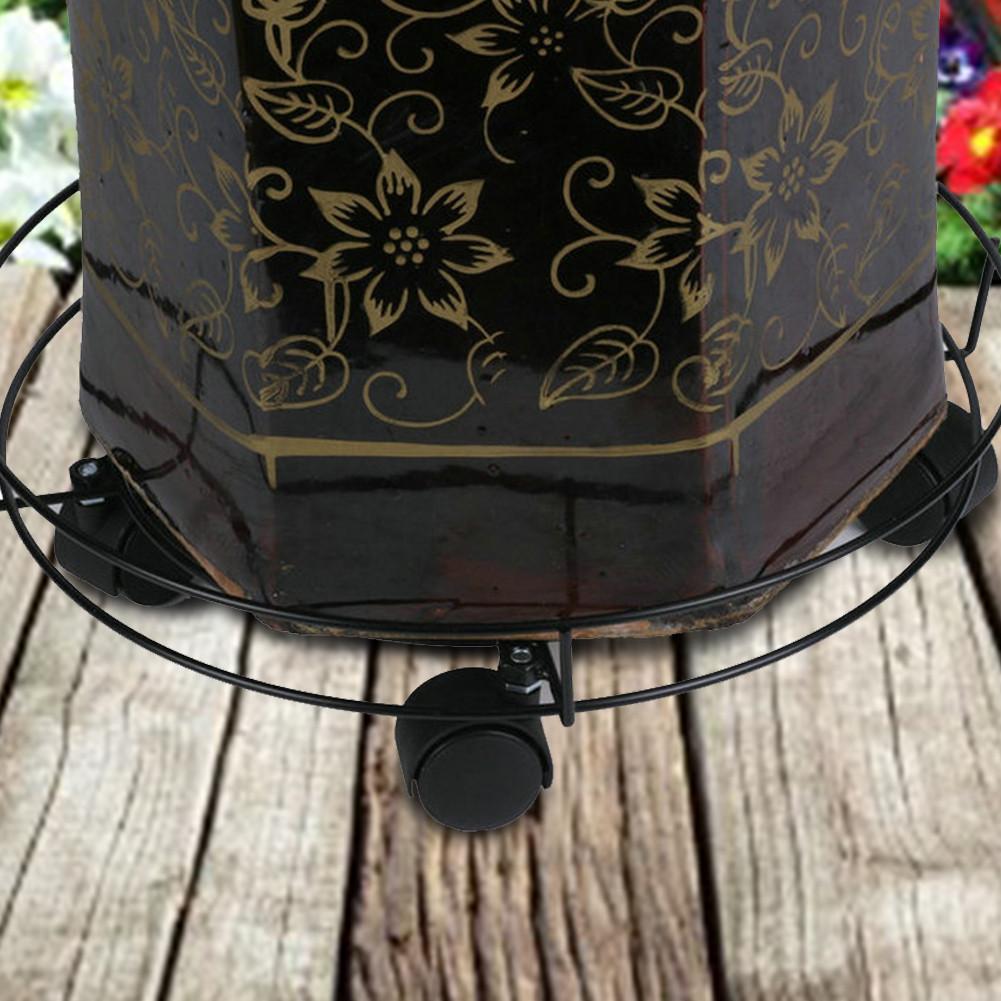 Maceta de hierro de alta resistencia con ruedas para plantas, maceta redonda para flores, ruedas