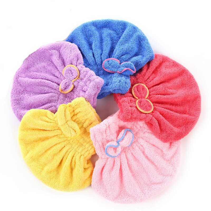 1 st 5 färger färgglad duschmössa inslagna handdukar badrumsmössor i mikrofiber fast superfint snabbtorkande hårbad
