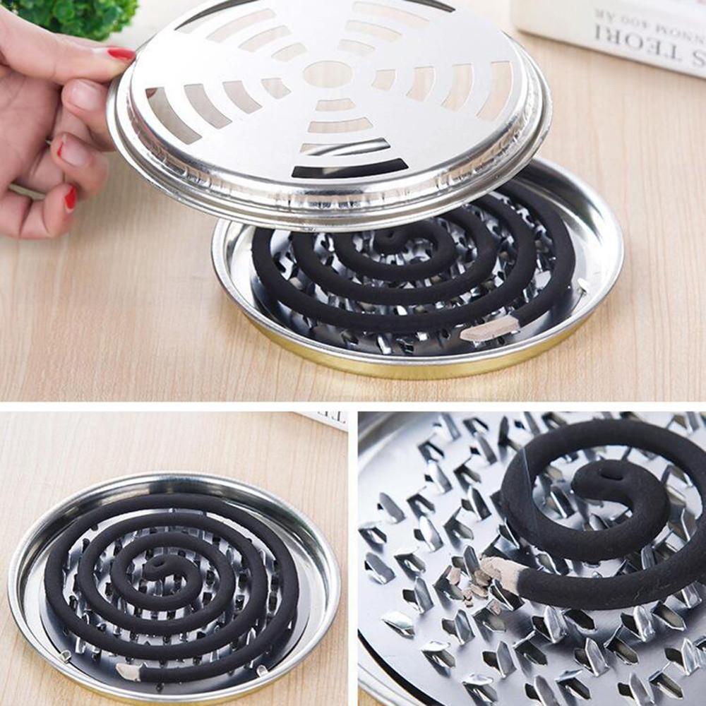Sommer anti-myg forsyning transportabel myggespiral holder hotel metal afvisende stativ med dæksel saft anti moustique bakke