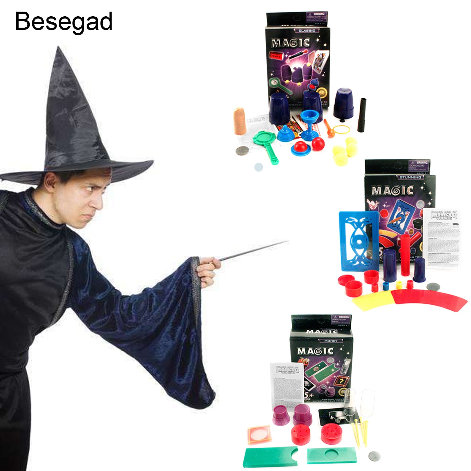 Besegad Classic Magic Trick Toy Tools Stage Show Accessories Props Set for Children Christmas Attractive Trick Party Magic