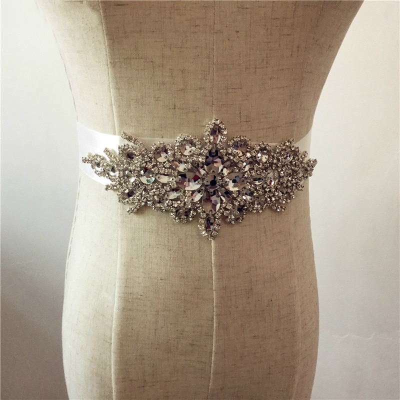 Kristall Hochzeit Satin- Gürtel Strass Tschechische Steine Braut Braut Gürtel Schärpen Hochzeit Zubehör Abend Kleid Gürtel Schärpen