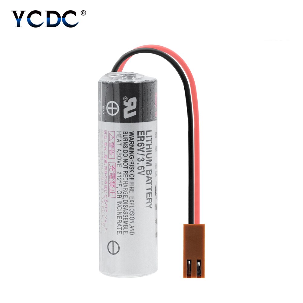 ER6V Battery 3.6V 2000mAh PLC Lithium Batteries With Brown Plugs Connectors For Toshiba CNC Machine Replacement Battery