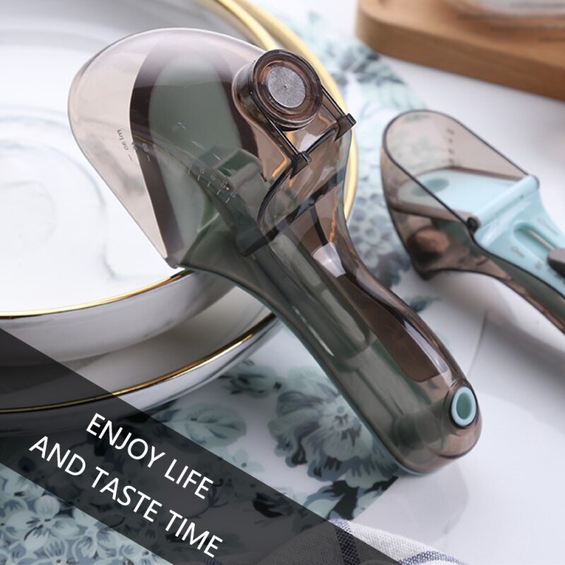 TTLIFE 2Pcs Kitchen Gadgets Adjustable Measuring Scoop Plastic Scale Gauge Baking Supplies Portable Metering Kitchen Baking Tool
