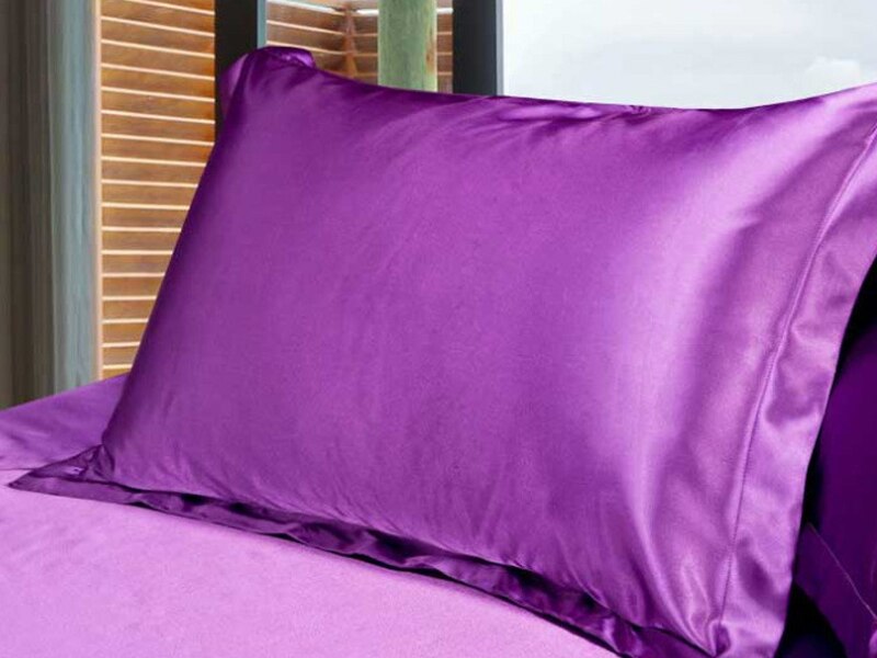 58x70cm High Standard Pure Satin Silk Soft Pillowcase Cover Chair Seat Bedding Throw Pillow Covers Square Pillow Case Multicolor: Purple